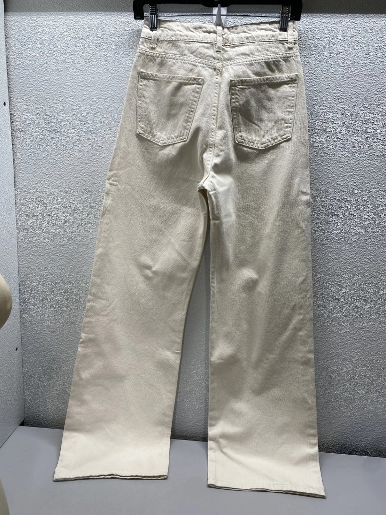 Nocturne Womens Distressed Wide Leg Jeans Size Us 26/Eu 34 Ivory